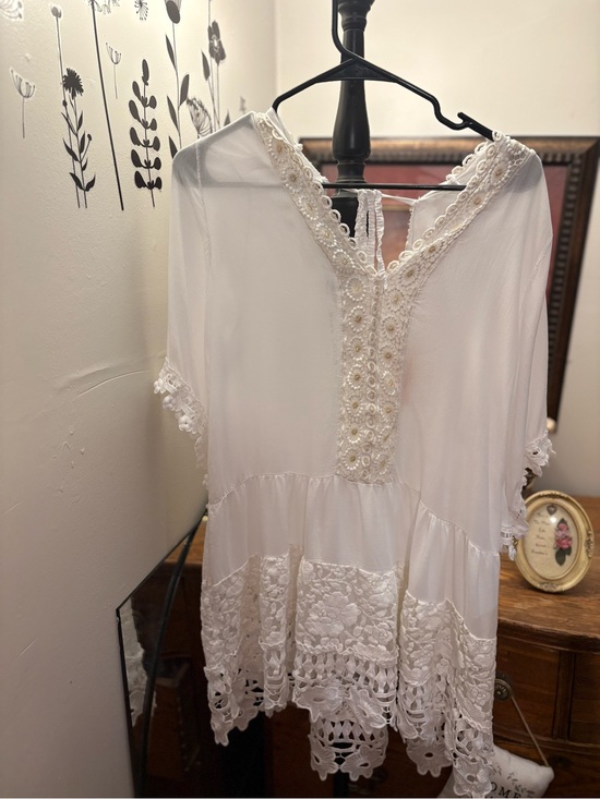 Scandal Italy Tops - Scandal Italy white trim lace dress coverup vintage